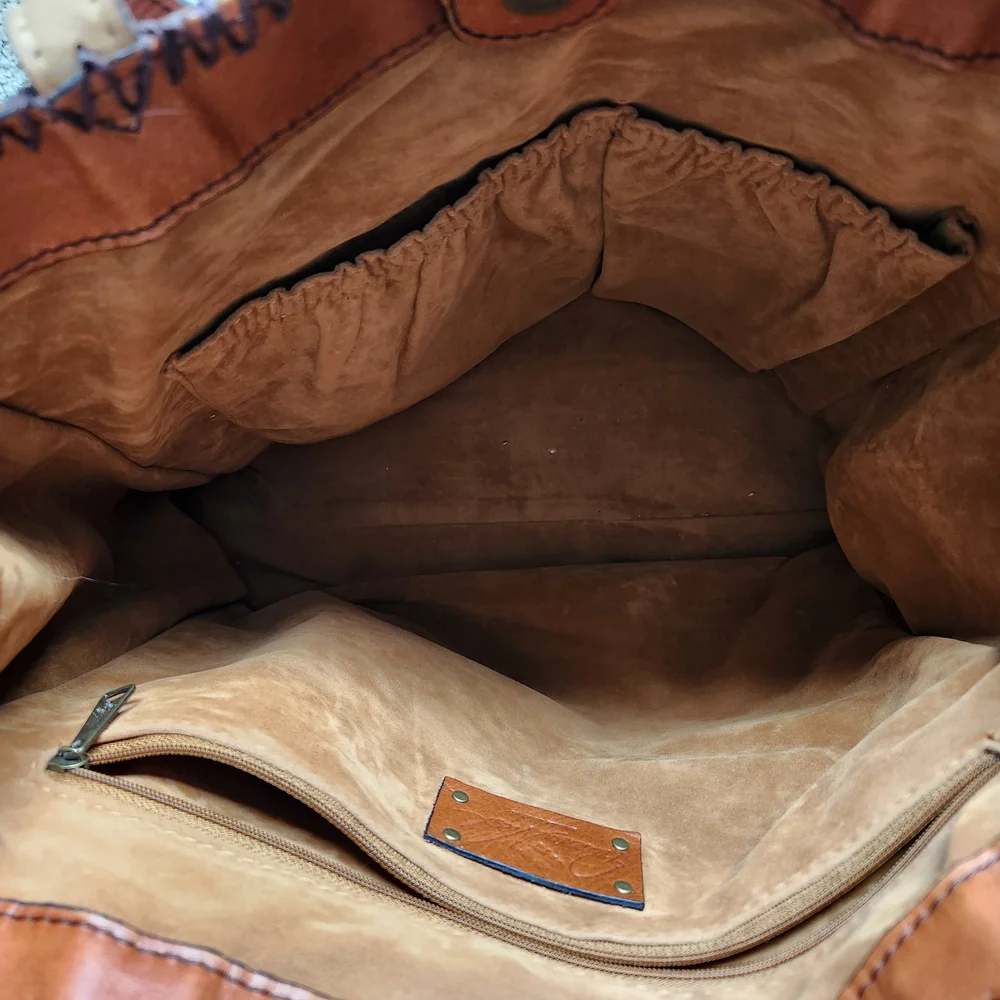 Patricia Nash Multitone Patchwork Leather Tote in Brown, Tan, Cream - Picture 4 of 5